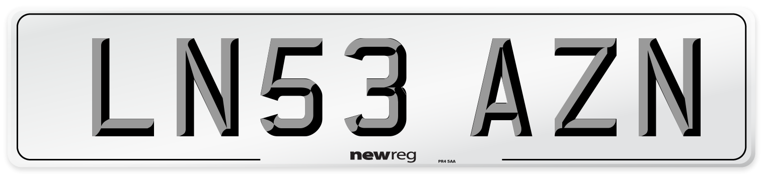 LN53 AZN Number Plate from New Reg